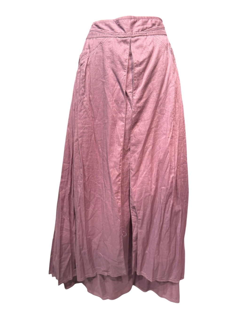 Vintage Mauve Pleated Maxi Skirt with High Waist